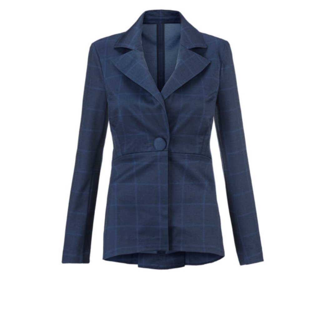 S19 Cabi Check Blazer, Navy & Blue Plaid